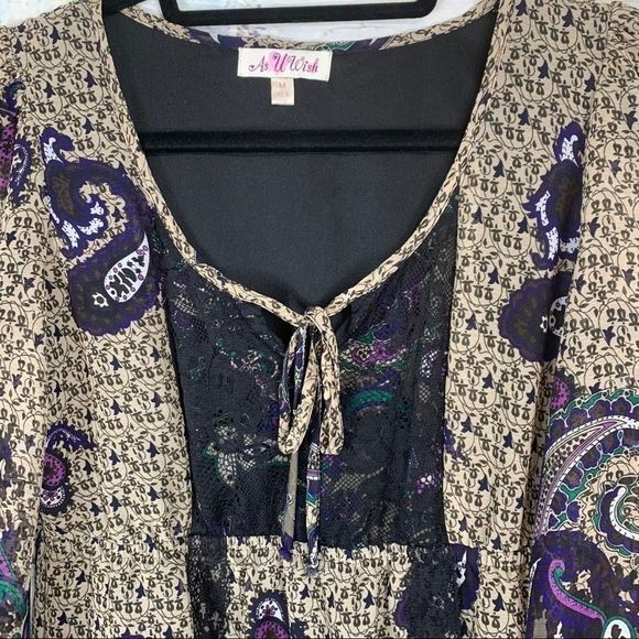 EUC As U Wish Boho Long Sleeve Dress CUTE!! - Picture 4 of 10